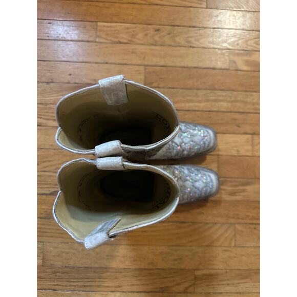 Corral A3397 Women’s 8.5M Ivory Glitter Inlay Western Cowboy Boots Embroidered - Picture 7 of 10